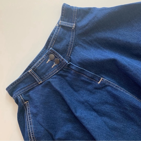 Vintage Denim A-Line Skirt with Button Detail - Picture 2 of 5